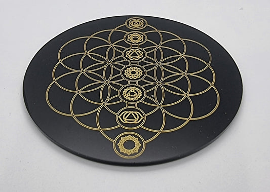 7 Chakra Crystal Gridding Disc – Sacred Geometry for Energy Alignment & Manifestation