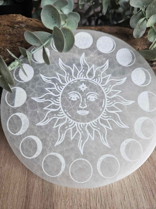 SELENITE MOON PHASE CHARGING PLATE