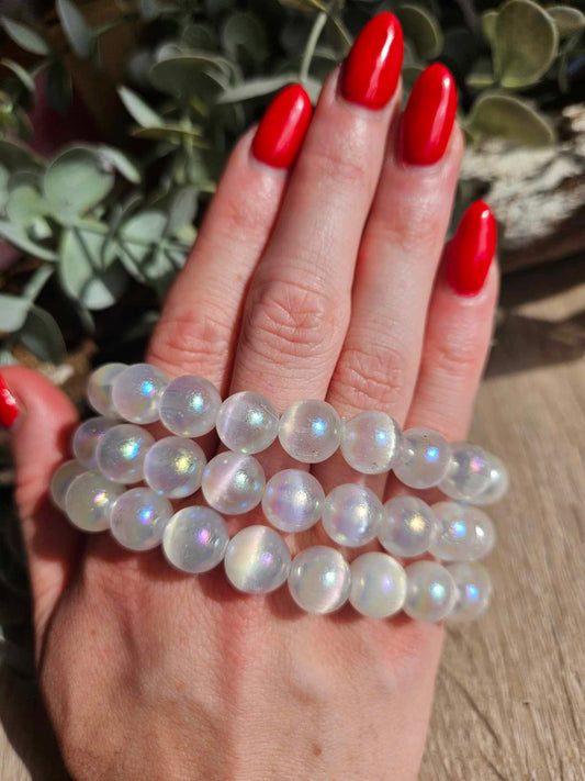 RAINBOW AURA SELENITE BRACELET