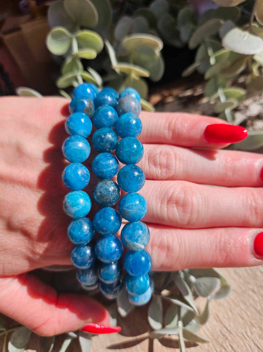 Blue Apatite Bracelet 10mm Beads – Energy Healing & Communication Enhancer