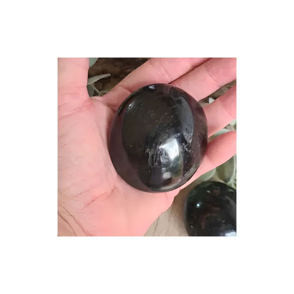 Black Tourmaline Palm Stone – Grounding & Protection Crystal