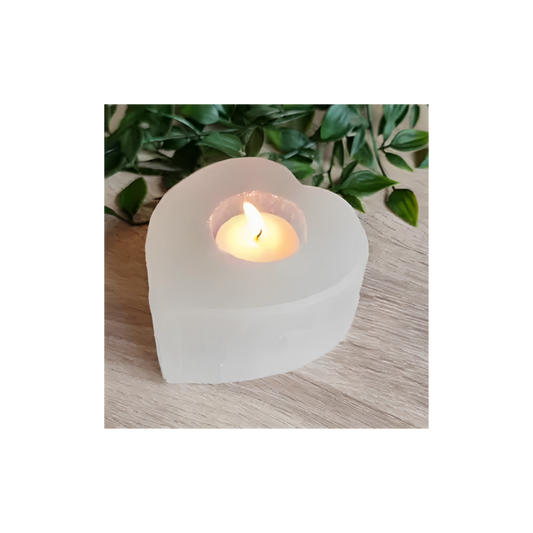 SELENITE HEART T- LIGHT HOLDER - LARGE