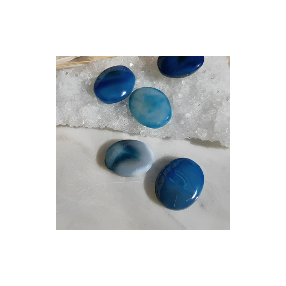 Blue Agate Palm Stones – Smooth Healing Crystals for Calm, Balance & Grounding