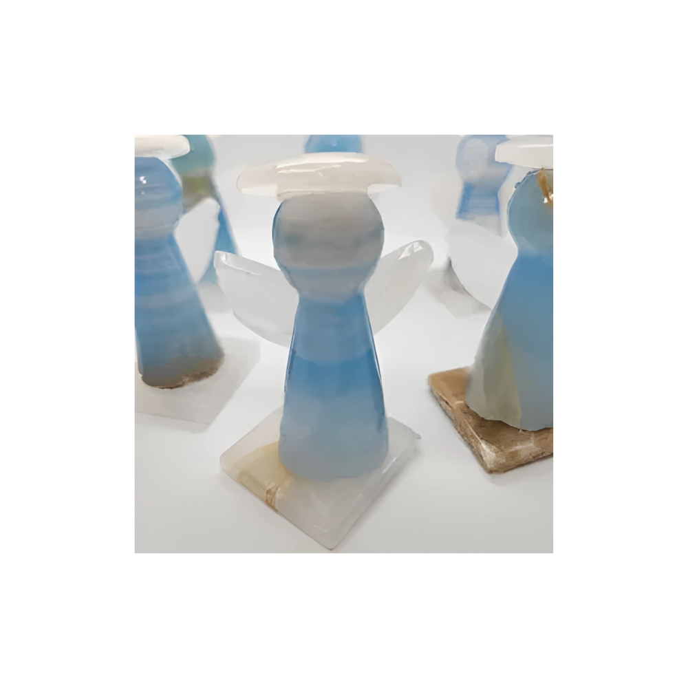 Blue and White Onyx Guardian Angel – Protective Crystal Figurine for Strength & Guidance