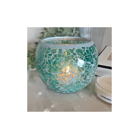 Turquoise Mosaic Votive (Large) – Candle Holder for Calm, Light & Spiritual Ambience