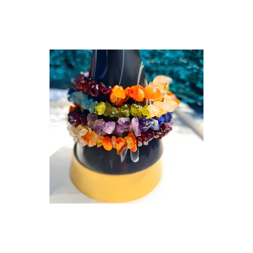 Chakra Chip Bracelet – Colorful Healing Crystal Bracelet for Energy Balance