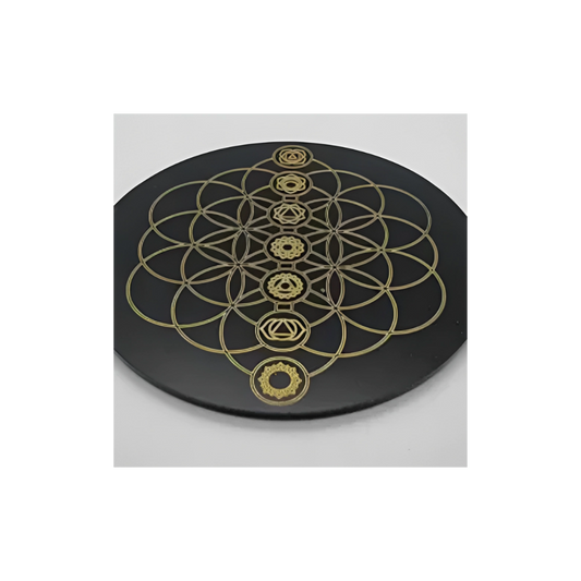 Chakra Gridding Disc – Sacred Geometry Crystal Grid Board for Energy Healing