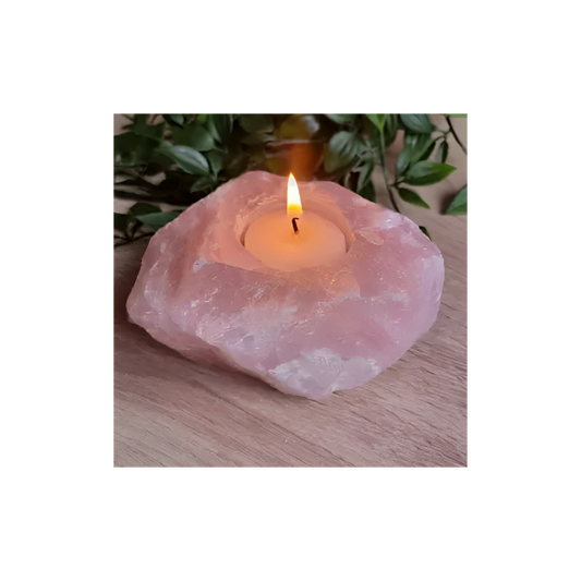 ROSE QUARTZ T- LIGHT HOLDER - LARGE