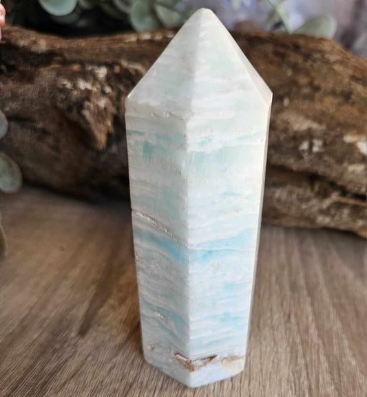 Caribbean Calcite Point 4 – Unique Tower for Calm, Clarity & Healing