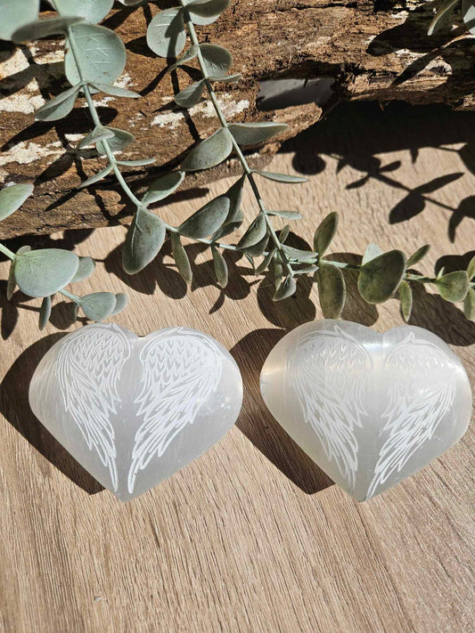 Angel Selenite Hearts – Calming Crystal for Protection, Cleansing & Angelic Connection