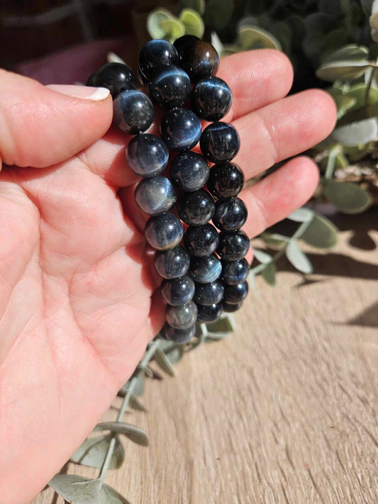 Blue Tiger’s Eye Bracelet 10mm – Protection, Focus & Confidence Crystal Jewellery