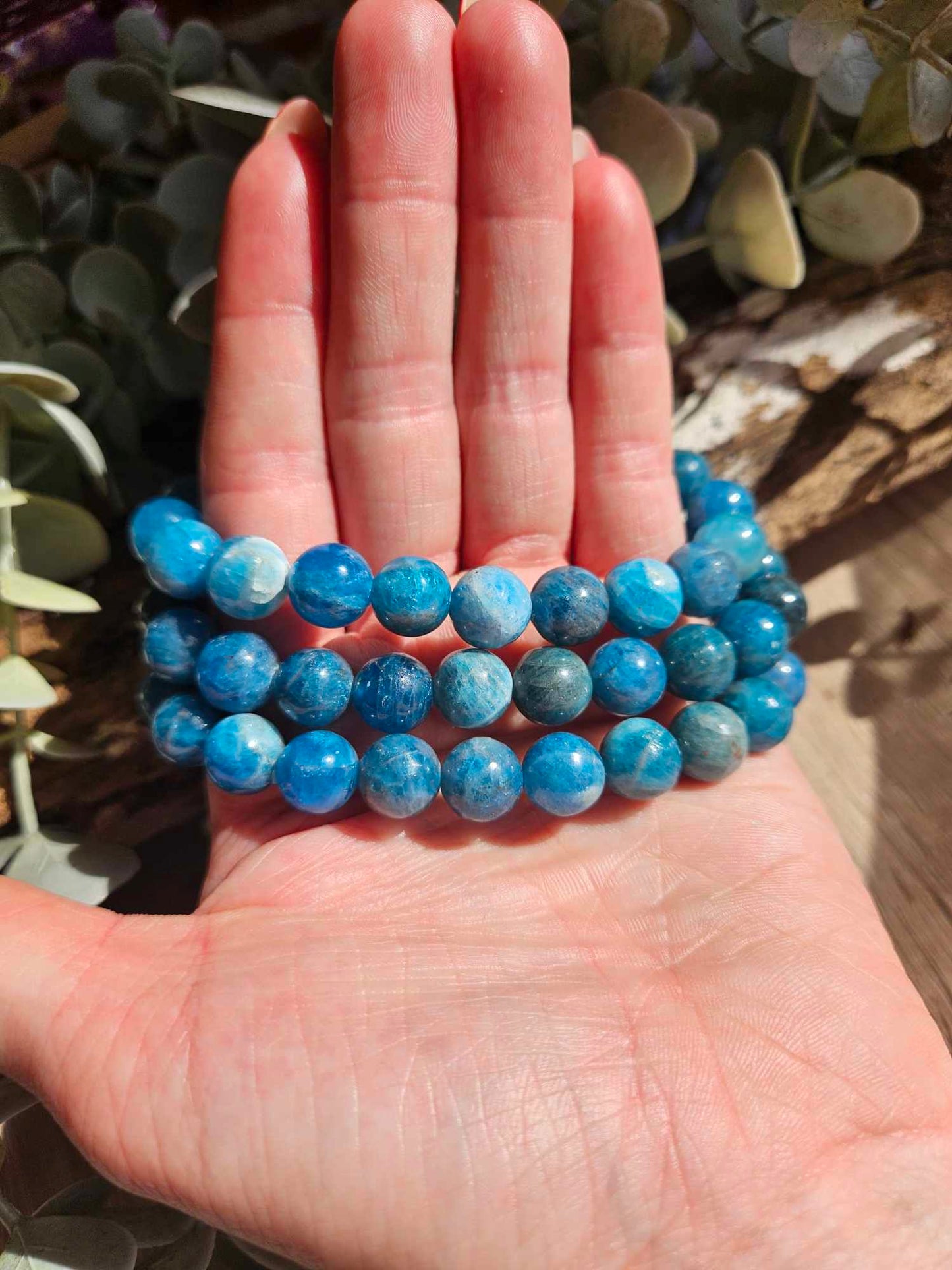Blue Apatite Bracelet 10mm Beads – Energy Healing & Communication Enhancer