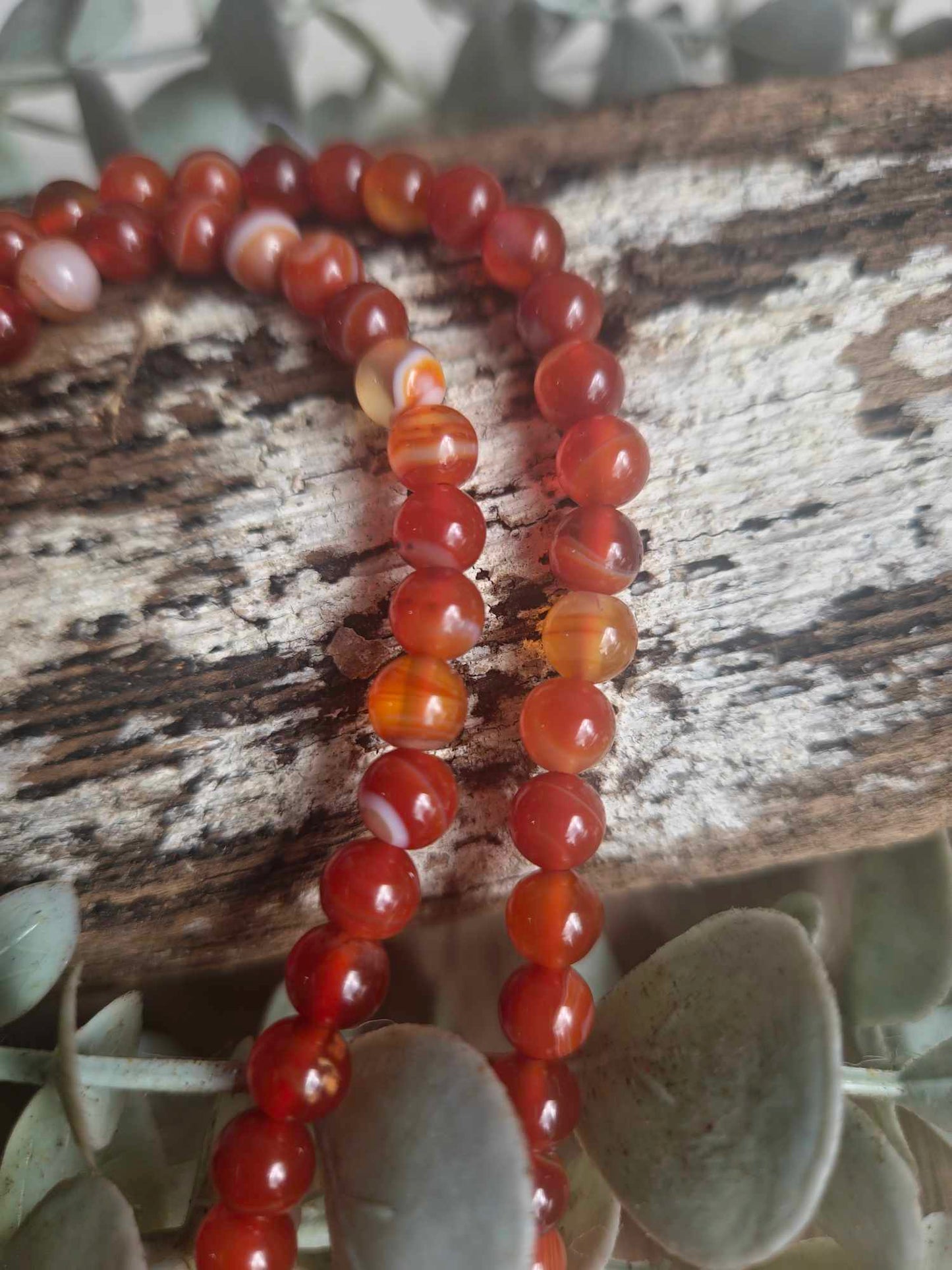 Carnelian Mala Beaded Necklace – 108 Hand-Knotted Stones for Energy & Confidence