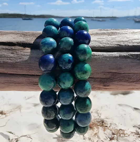Chrysocolla Bracelet 10mm – Crystal for Calm Communication, Emotional Healing & Inner Truth