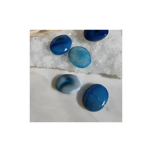 Blue Agate Palm Stones – Smooth Healing Crystals for Calm, Balance & Grounding