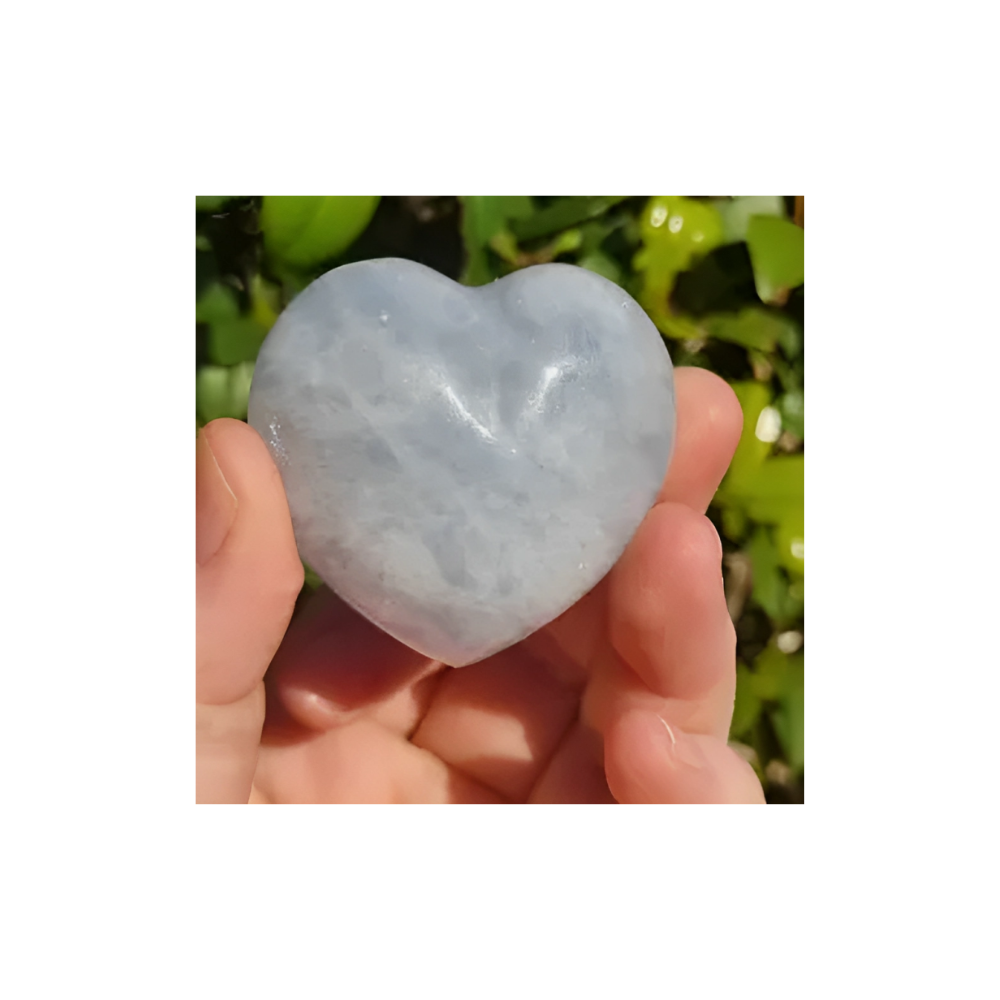 Blue Calcite Puffy Heart – Calming Crystal for Emotional Healing & Communication