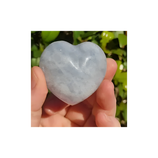 Blue Calcite Puffy Heart – Calming Crystal for Emotional Healing & Communication