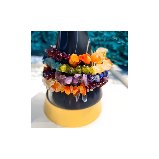 Chakra Chip Bracelet – Colorful Healing Crystal Bracelet for Energy Balance