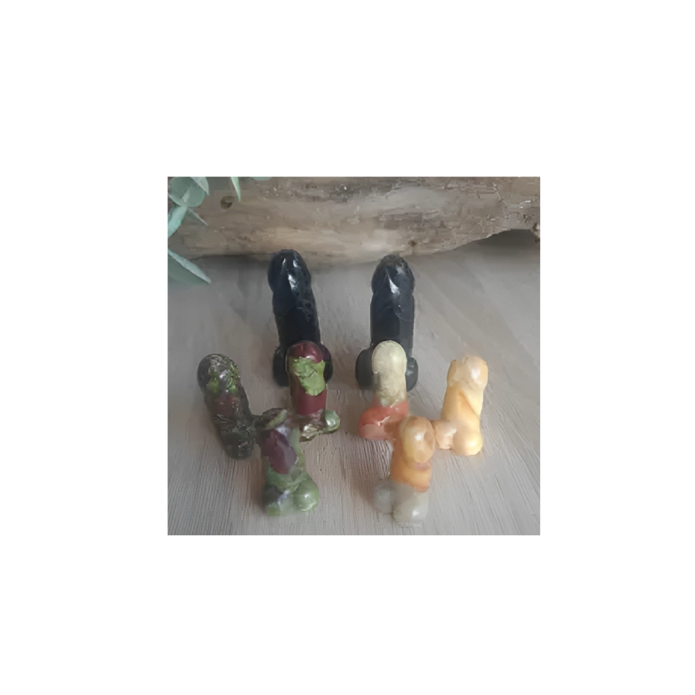 Big D Energy – Crystal Penis Carvings in Crazy Lace Agate, Dragon’s Blood & Black Obsidian