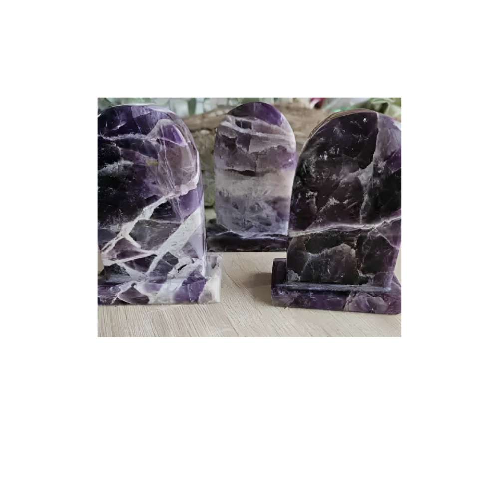 Chevron Amethyst Tombstones – Polished Crystal for Intuition, Calm & Spiritual Focus