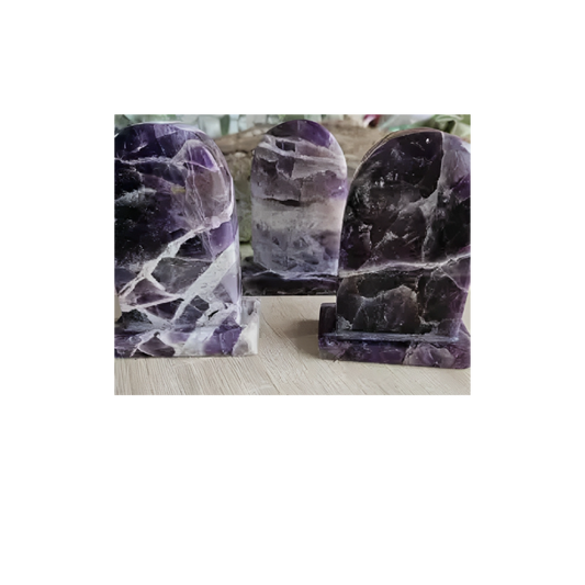 Chevron Amethyst Tombstones – Polished Crystal for Intuition, Calm & Spiritual Focus