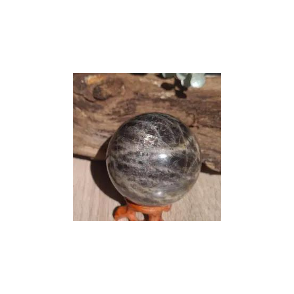 Black Moonstone Sphere – Intuition & Emotional Healing Crystal Ball