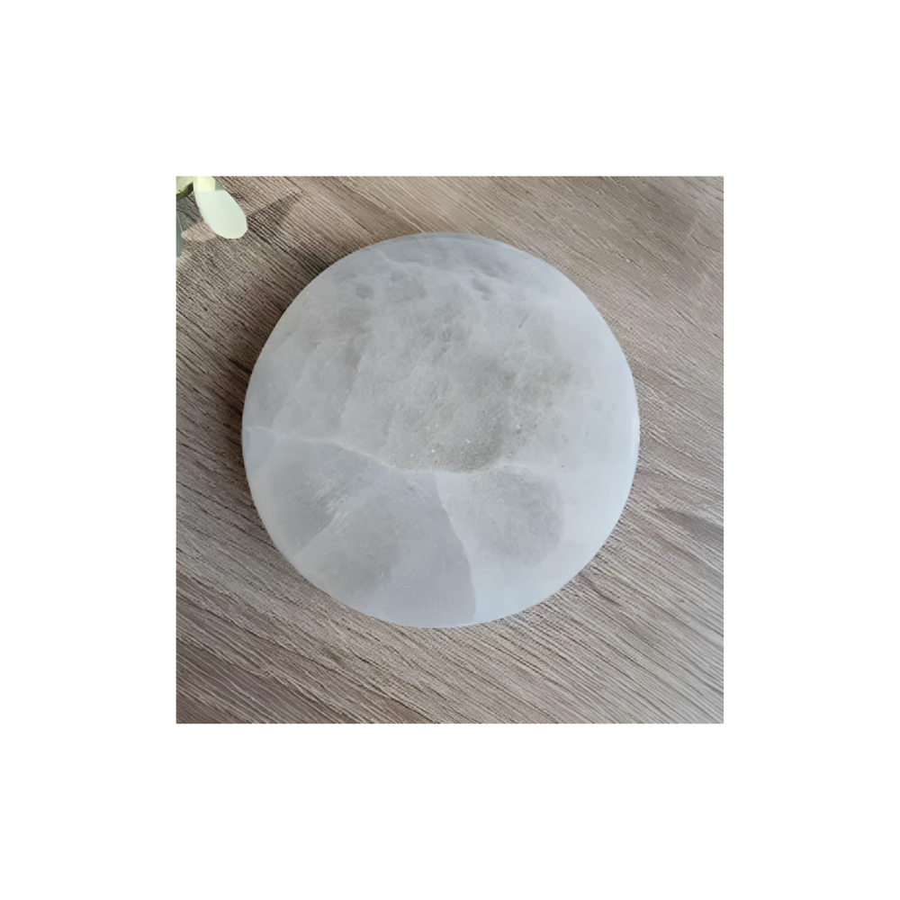Selenite Charging Disc – Cleanse & Recharge Crystals with Pure Light Energy