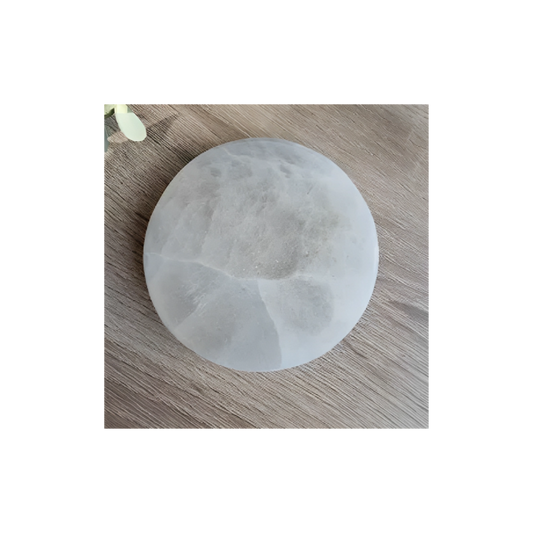 Selenite Charging Disc – Cleanse & Recharge Crystals with Pure Light Energy