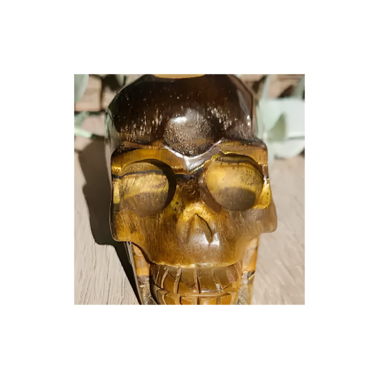 Tiger’s Eye Skull Carving – Crystal for Courage, Focus & Protection