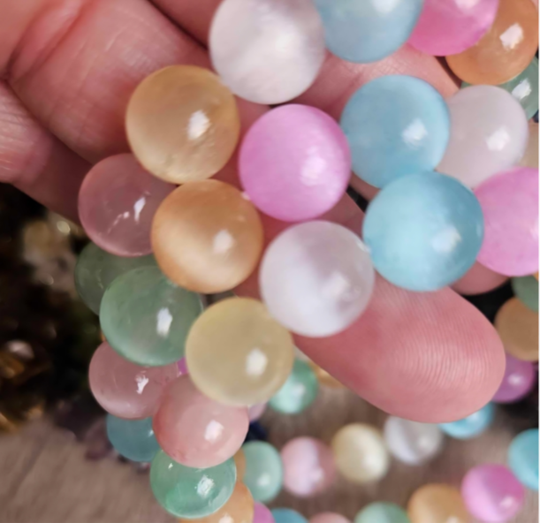 Aura Selenite Bracelet 10mm – Cleansing Crystal Bracelet for Light, Clarity & Energy Purification