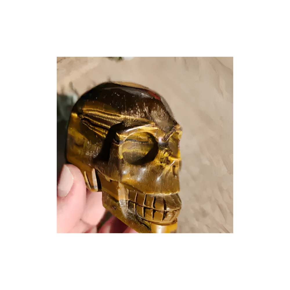 Tiger’s Eye Skull Carving – Crystal for Courage, Focus & Protection