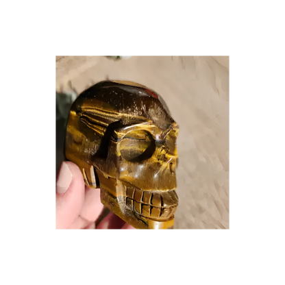 Tiger’s Eye Skull Carving – Crystal for Courage, Focus & Protection